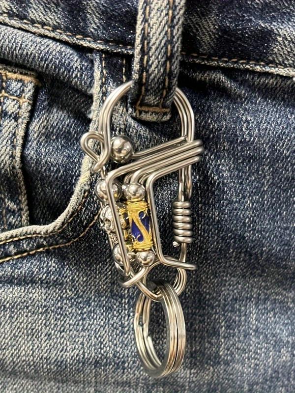 Skull Head Design Keychain, Street Style Steel Wire Keychain for Men, Fashion Accessories for Daily Use As Halloween Gift 5