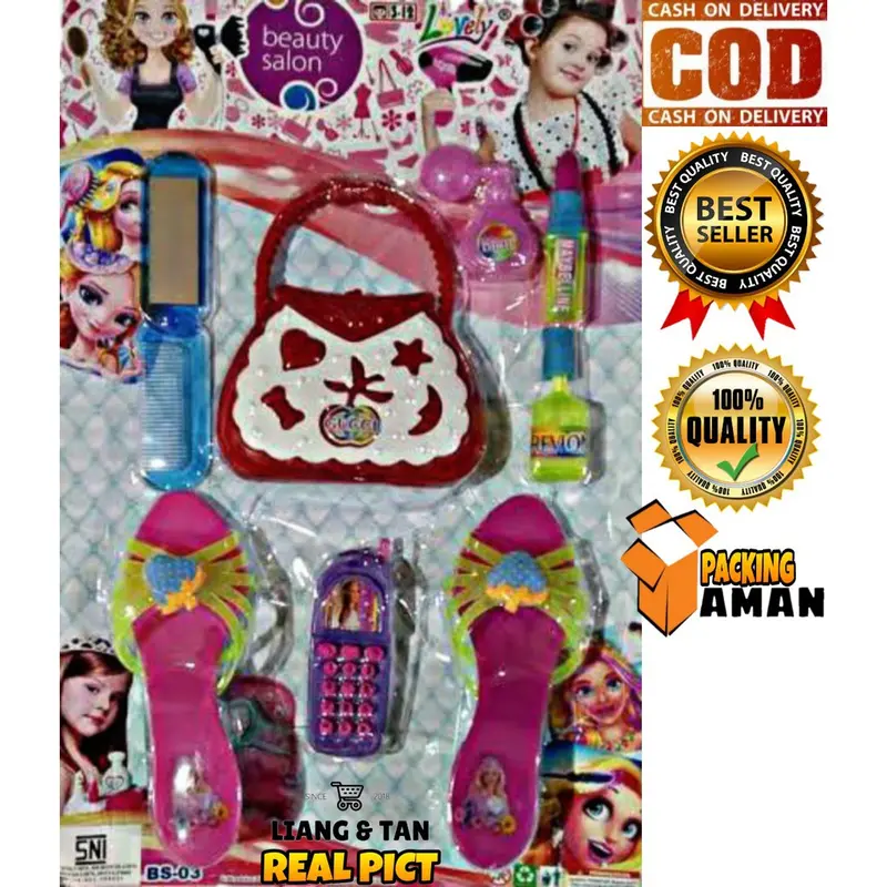 ( BISA COD ) PROMO Mainan Anak Perempuan Make Up MakeUp Salon Tas Set Kosmetik Lipstick Telepon SNI 0