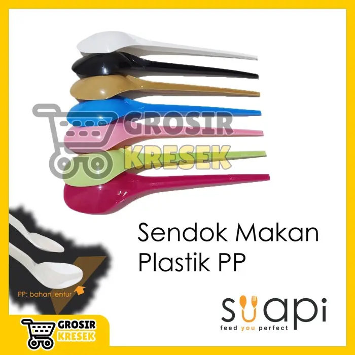 A74 Sendok Makan Plastik PP SUAPI isi 50 Hitam Warna Fusia Hijau Biru - Grosir Plastik 0