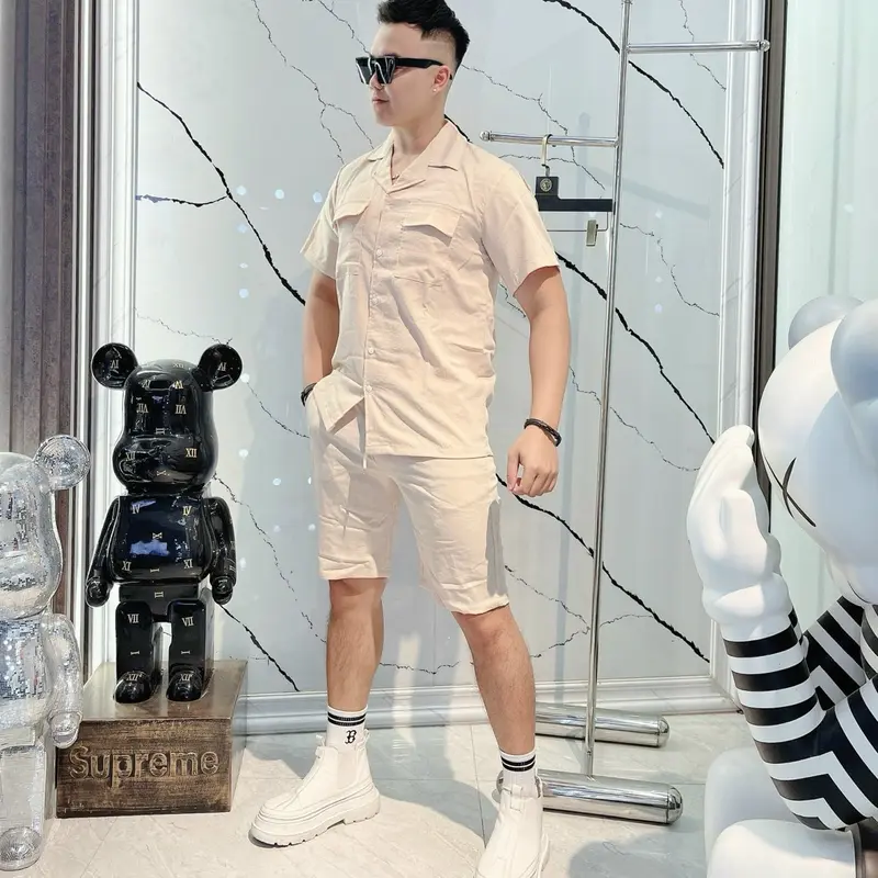 Bộ đũi cộc cổ vest cao cấp cho nam 2