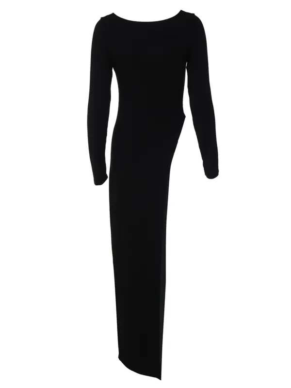 Women's Solid Asymmetrical Hem Scoop Neck Tee, Y2K Fashion Long Sleeve Longline Top for Party Club Holiday, Women Clothing for Fall & Winter 0