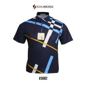 Kaos Kerah Pria Semboss Lengan Pendek Bahan Katun Adem Berkantong 3682