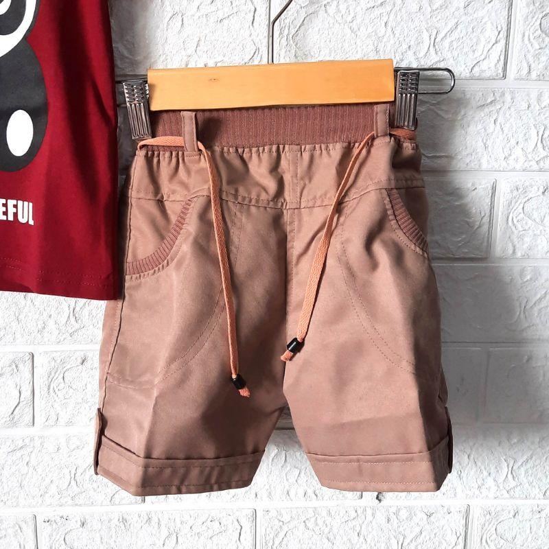Setelan anak cowok motif Panda celana hotpants Baju 2