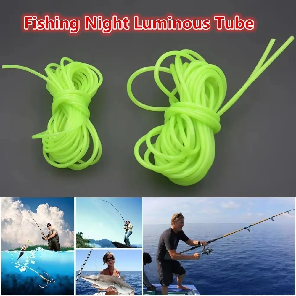 sportk New 0.8/1/1.5/2mm Luminous Fishing Hose Silicone Green Anti Rig Tube Hook Line Glow Fish Tackle Tools Deep Sea Fishing