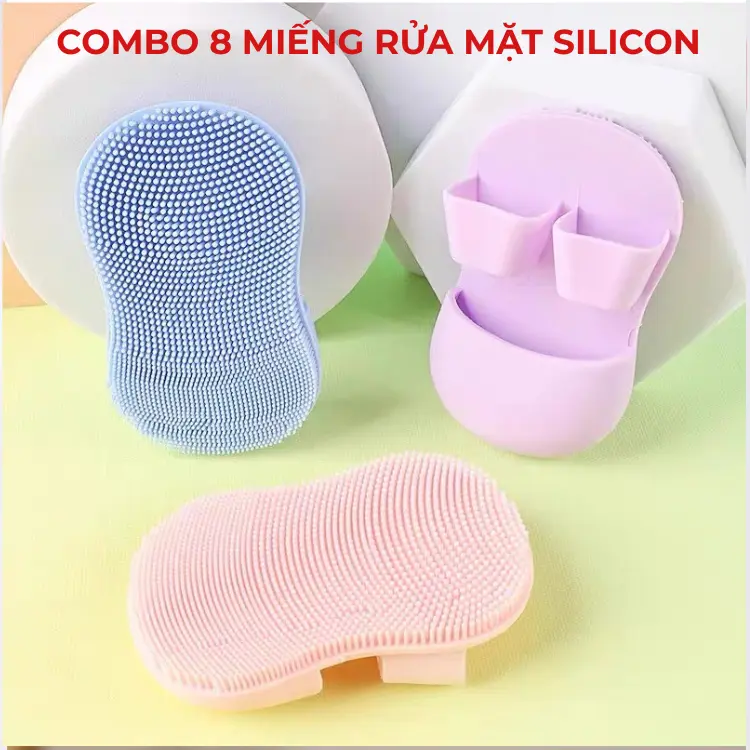 COMBO 8 Miếng Rửa Mặt SILICON Màu ngẫu nhiên, Xỏ Ngón Tay Tẩy Tế Bào Chết, Massa Mặt, Nhỏ Gọn, Tiện Lợi 3