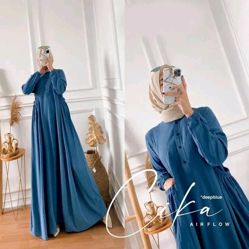 RATI - Cika Maxi Gamis Lebaran Dress Wanita Dewasa Muslim Simple Mewah Polos Ld 110 Crinkle Bisa Cod By Hijab Solo Remaja Airflow Syari 5