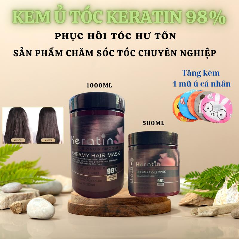 Kem Ủ Tóc Keratin 98% - Phục Hồi Tóc Khô Xơ - Hương Thơm Nước Hoa Dễ Chịu