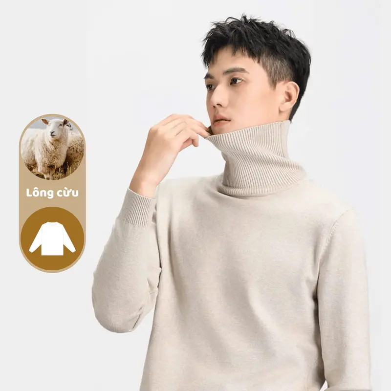 Áo Len Nam Cổ Lọ, Chất Len Mềm Mịn Ấm Áp, Co Dãn Tốt MZCL 0