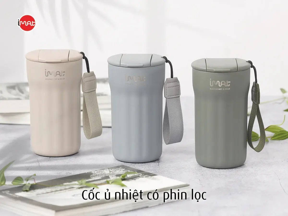 Bình giữ nhiệt inox có phin lọc iMat 380ml | 500ml I 1200ml I 1500ml I 2000ml . Dùng ủ, giữ nhiệt