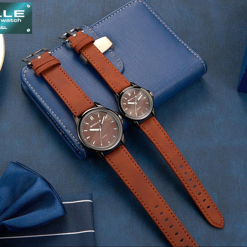 Snille Jam Tangan Kulit pasangan ( couple ) Pria & Wanita || bisa satuan.  Original Asli Anti Air Waterproof 1041 rose 1