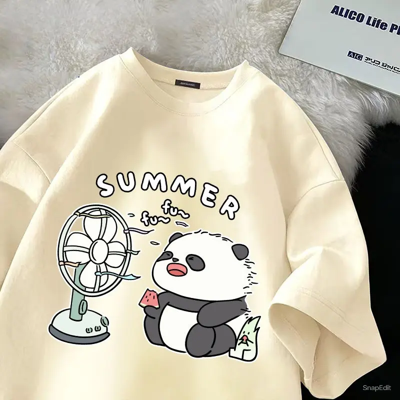 Áo thun gấu trúc PANDA SUMMER tay lỡ unisex nam nữ phông form rộng teen cổ tròn freesize cotton giá rẻ basic dễ thương đơn giản ngầu Menswear