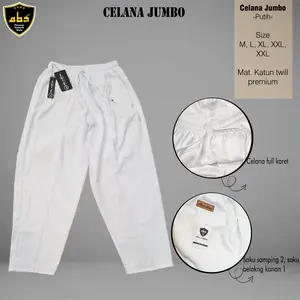 Celana Sirwal Panjang Pria Dewasa Jumbo Putih Sholat Perlengkapan Haji Umroh Laki Laki Abu Sulthan