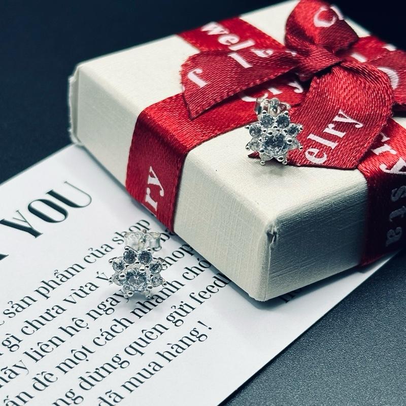 Khuyên tai hoa 8 cánh đính đá lấp lánh chất liệu bạc 925 Hiphinh Jewelry HJ06 4