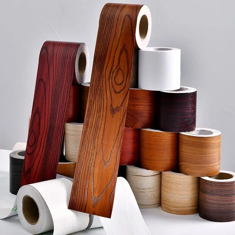 5meter long Imitation wood grain Self-Adhesive Baseboard Waterproof Waistline Border Home Wall Sticker