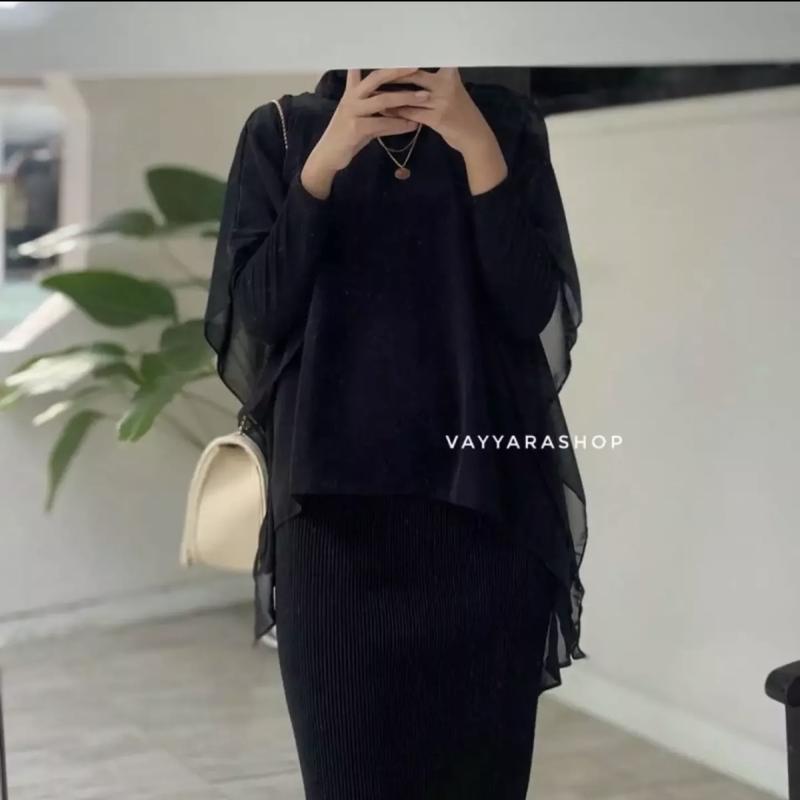 BAJU ATASAN WANITA OUTER POLOS BAHAN CERUTY BABYDOLL TERBATU 2022 Muslim Cardigan Oversize Kaos Panjang Kardigan Twill Weave Modest 3