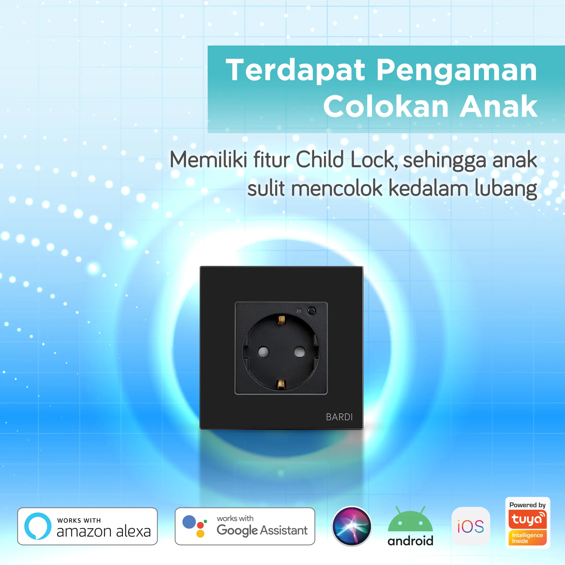 BARDI Smart Wall Socket EU Max 16A PTH/HTM - Stop Kontak Dinding Pintar Otomatis Wi-Fi Automation Putih Hitam