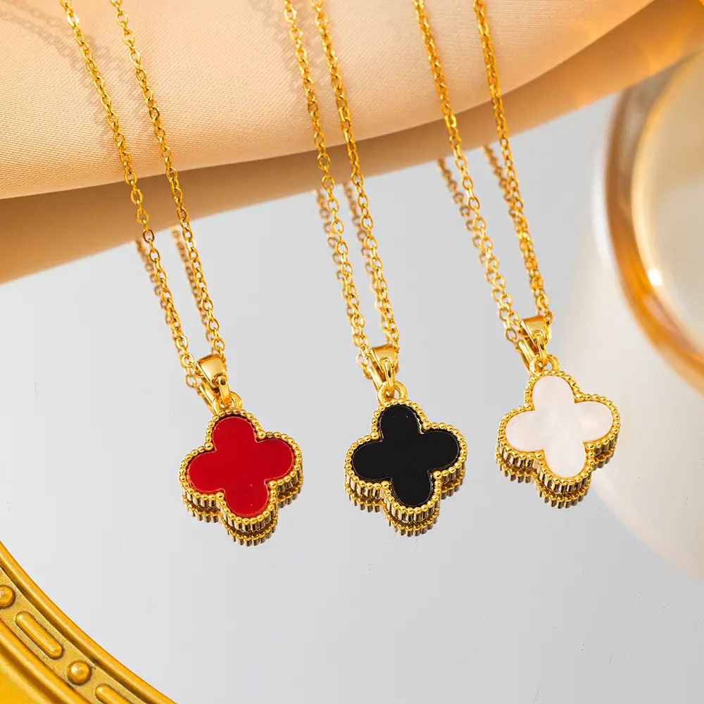 Trang sức chống thấm nước bằng thép không gỉ, thời trang, thiết kế cỏ bốn lá may mắn, Yinuovo