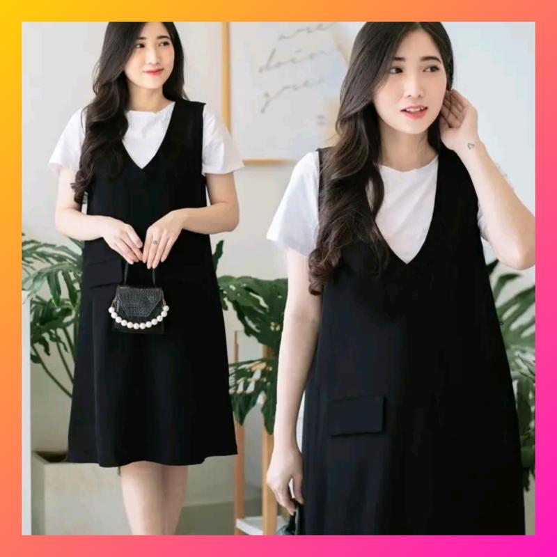 Váy yếm bầu công sở đẹp bauxinh đầm bầu yếm màu đen, xanh hàng thiết kế ( không kèm áo trong) Nữ Kem Women Dress Váy Bầu