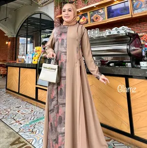 Ardani GLZ gamis royal twist gamis lebaran kondangan model terbaru /  Dress Wanita Mewah Brown Silk Muslim Dewasa Maxmara Maxi Pesta