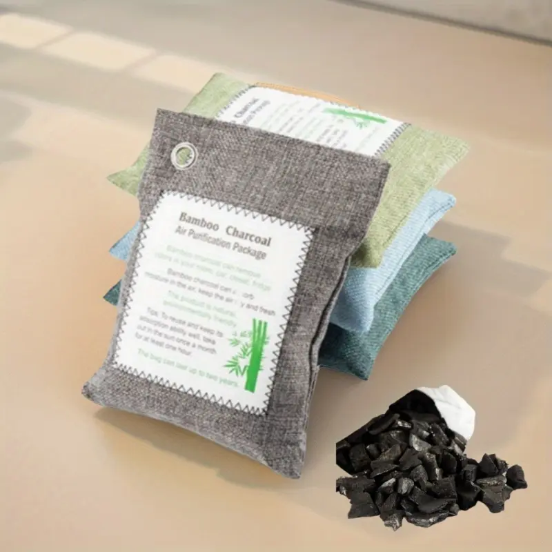 800G (20.6Oz) of 4 Different Colored Bamboo Charcoal Air Purifying Packs, Reusable, Suitable for Home Rooms, Car Interiors, Wardrobe And Shoe Cabinets 1