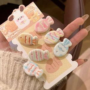 ปิ่นปักผมปลาน้อย บีรัม น่ารัก สีครีมหวานใจ สไตล์การ์ตูน เหมาะสำหรับเด็กผู้หญิง อเนกประสงค์ญี่ปุ่น ผ้าโพกศีรษะ คลิปหน้าม้า