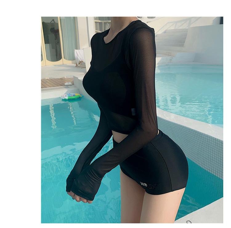 Product Introduction of New Swimwear Women's Three-Piece Set Split Sexy Cover Belly Slim Fairy Style Ins Long Sleeve Sunscreen Swimwear 5