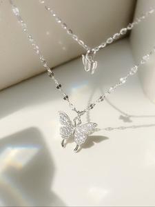 Collar de mariposa con brillantes de estilo moderno para mujer, cadena para la clavícula de diseño único, joyería de estilo elegante y minimalista, regalo