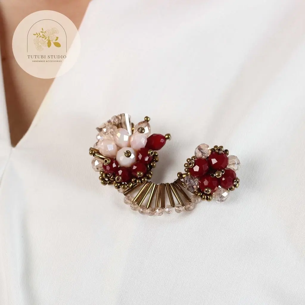 SCARLETT & RUBY BROOCH / Handmade Beads Brooch / Bros Cantik / Bros Hijab Friendly / Bros Wanita / Daily & Special Event Brooch