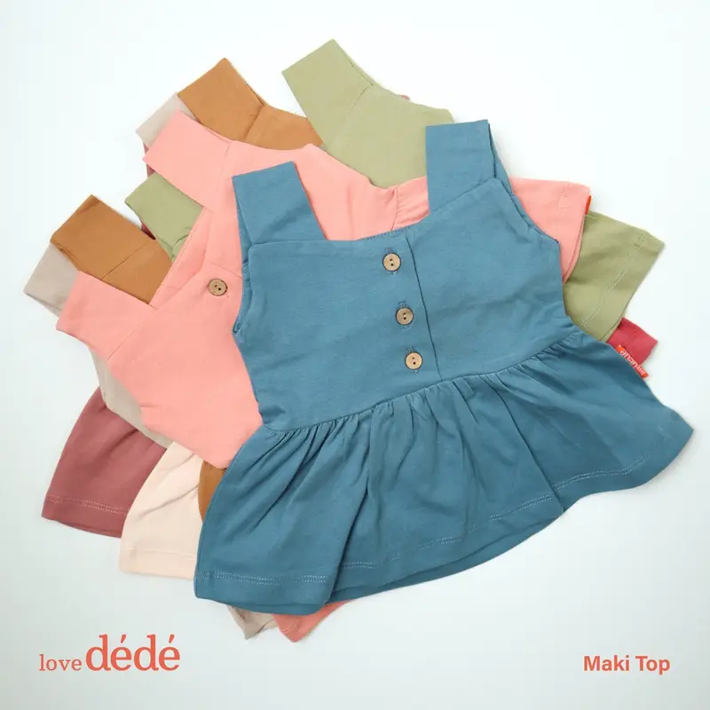lovedede - Maki Top - Atasan Basic Bayi & Anak Perempuan Ruffle Kancing Depan 8