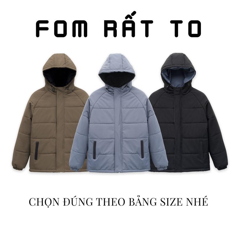 Áo Khoác Phao Béo Nam Nữ FOM TO , Chần Bông 3 Lớp Màu Basic - Jacket, Menswear Đen