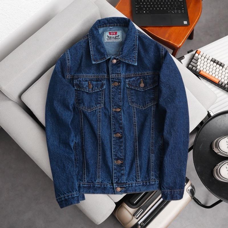 Áo Khoác Jean Trung Niên size 50-110kg Chất Vải Đẹp Form Regular May Kĩ Từng Chi Tiết Nam Cotton Menswear Jacket Có Cổ
