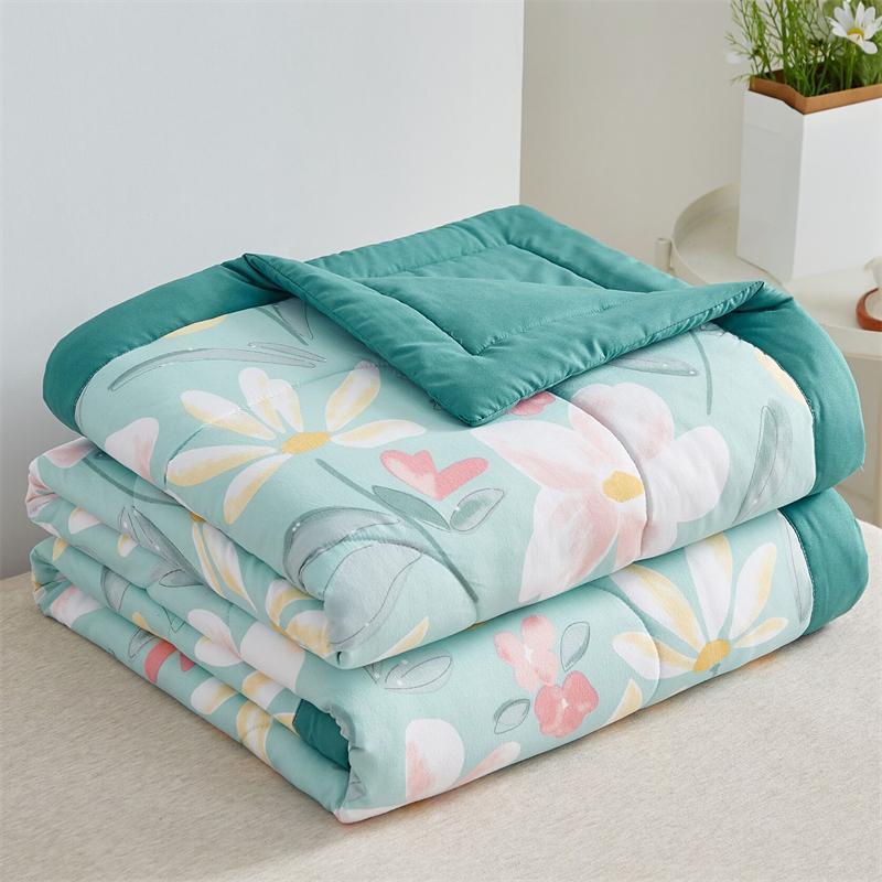 Floral Print Lightweight Summer Quilt, 1 Count Breathable & Moisture-wicking Cooling Quilt, Air-conditioned Room Blanket, Bedding Supplies for Home & Office 0