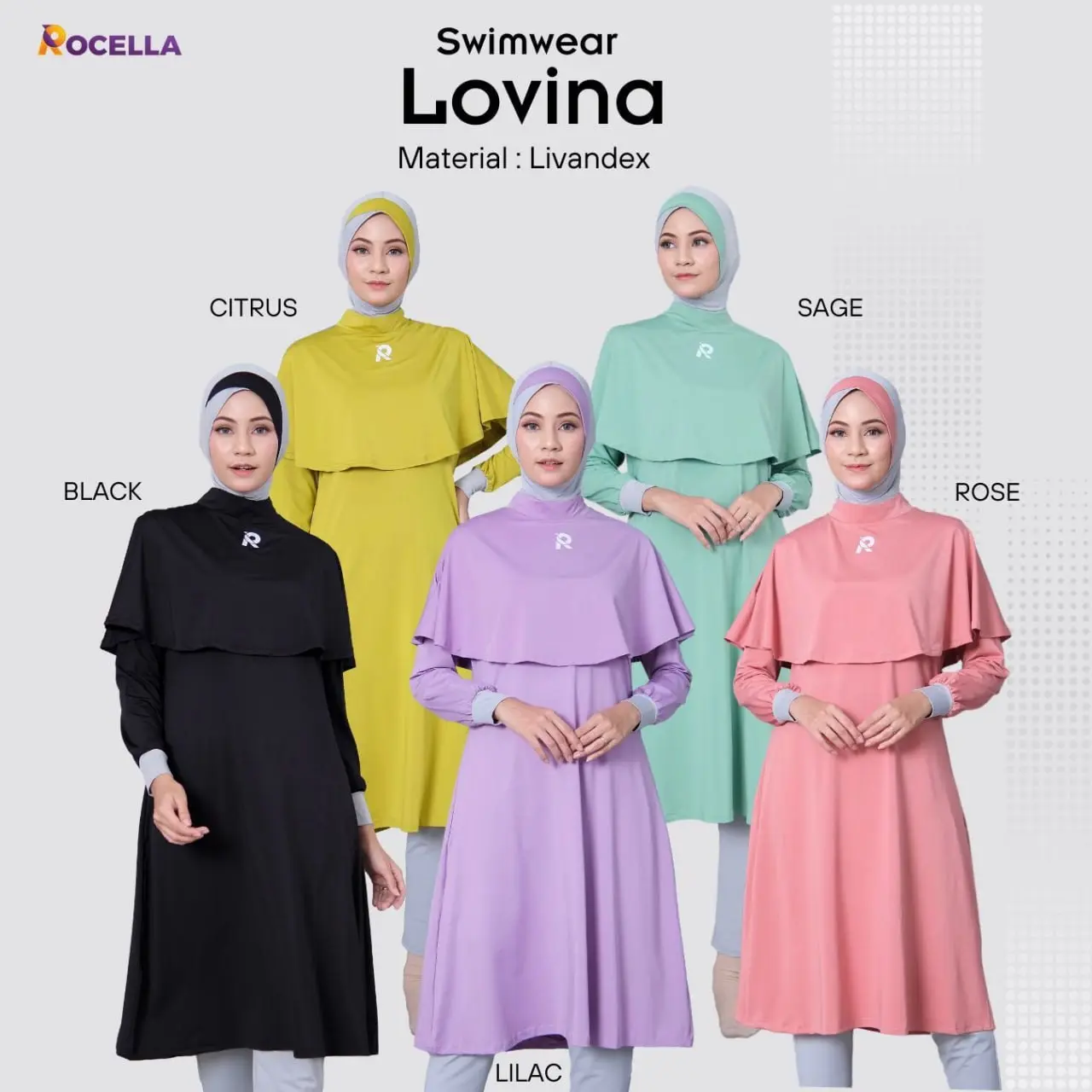 Baju Renang Syar’i Baju Renang Lovina - Swimwear Lovina - Swimwear Rocella - Baju Renang Muslimah - Baju Renang Wanita - Baju Renang Syar’i Dewasa Panjang Dewasa