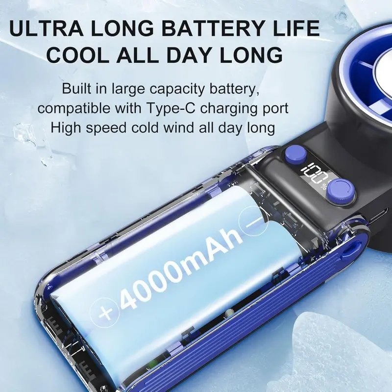 Portable Handheld Fan, USB Rechargeable Mini Fan, Semiconductor Cooling High Speed Mini Fan, Suitable for Outdoor Camping Travel Work Beach 4