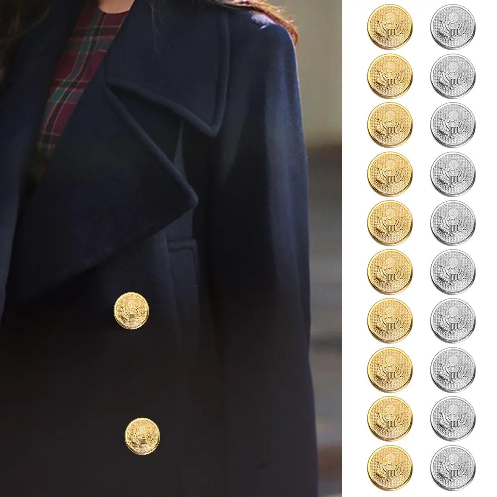 Bộ Đồ Áo Blazer Đồ Trang Trí, 10 Cái, Nút Blazer Kim Loại Tròn, Phụ Kiện Quần Áo, Nút Đại Bàng, May Quần Áo