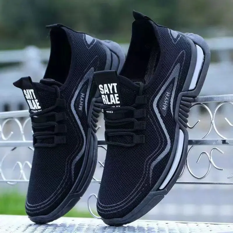 Trendy Korean Style Spring Summer Casual Men's Shoes Wholesale 2024 New Breathable Mesh Sneakers Flyknit Men's Shoes
