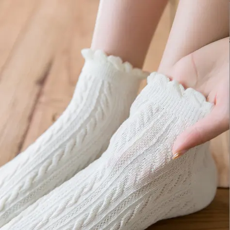 BISA COD K5733 Kaos Kaki Wanita 3D / Kaos Kaki Pendek Import Semata Kaki Katun Lembut Panjang Stocking Hitam 4
