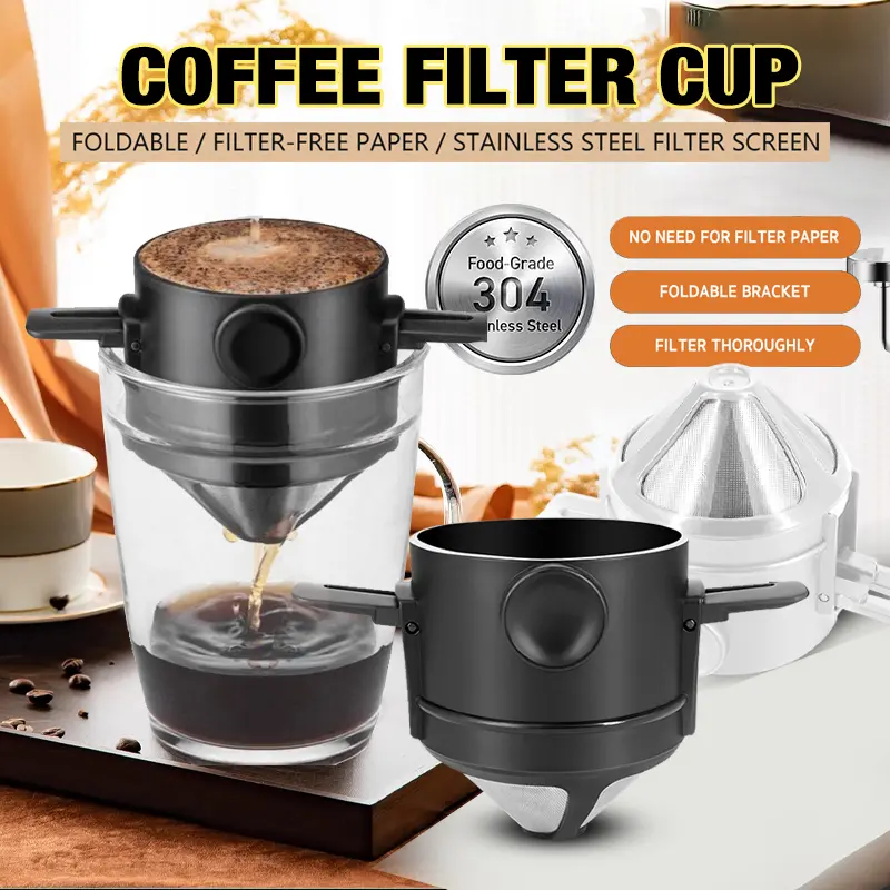 portable reusable coffee dripper coffee filters drip tea holder mesh baskets Metal Steel