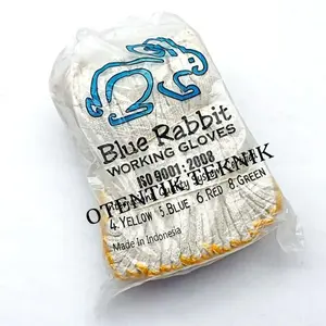 WORKING GLOVES BLUE RABBIT 4B YELLOW- SARUNG TANGAN KERJA INDUSTRI BENANG 4 KUNING
