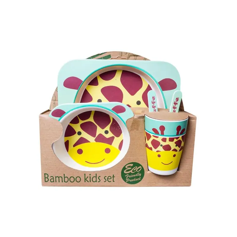 Set Alat Makan 5 in 1 Bamboo Fiber Piring Makan Anak Balita Peralatan Makan BMT005 Anak-Anak Garpu 5