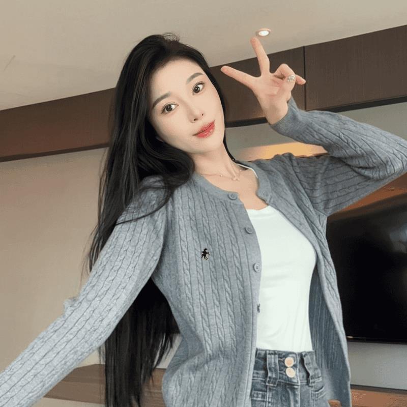Áo Cardigan Dệt Kim Thêu Phong Cách Hàn Quốc, Dành Cho Nữ, Thời Trang Mới Mùa Thu, Dễ Phối Đồ Phong Cách Phương Tây, Bó Sát, Chống Lão Hóa, Áo Len Dài Tay Áo, Thời Trang Women Top Khuy 5
