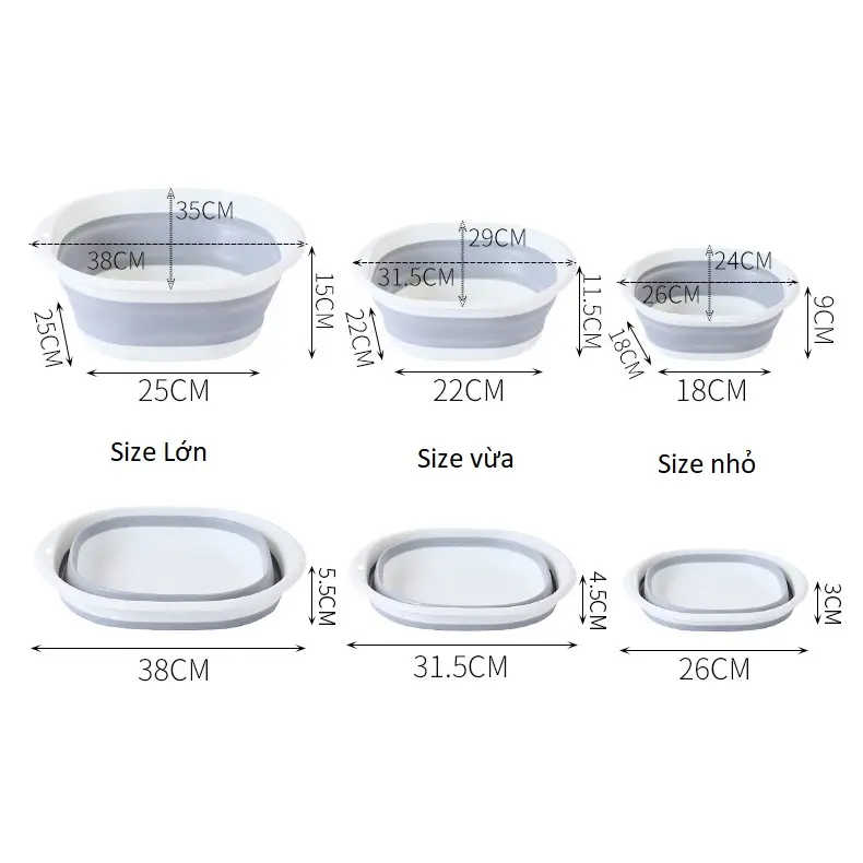 Chậu gấp gọn thau xếp gọn silicon rửa mặt tay chân đa năng dùng tại nhà, du lịch tiện lợi tiết kiệm diện tích không gian Welike 1