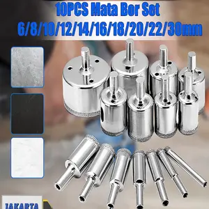 10PCS set mata bor kaca keramik granit marmer batu porselen diamond hss holesaw pelubang/mata bor keramik dan granit ori 1 set
