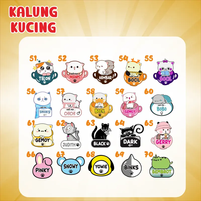 kalung kucing lonceng liontin akrilik free request nama 4