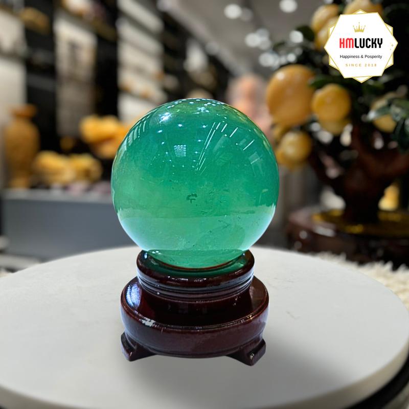 Product Introduction of Quả Cầu Đá Phong Thủy Flourite, Bi Cầu Đá Thạch Anh Xanh Tự Nhiên 100%, Nhiều Kích Cỡ (Tặng Đế Gỗ) 1