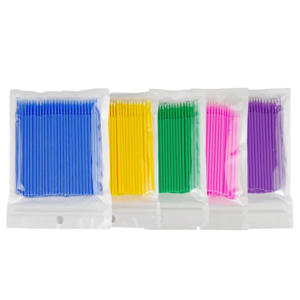 100 Pcs/Pack Disposable Micro Brush Eyelash Cleaner Stick Makeup Brush Mascara Removal Cotton Swab Applicator Micro Brush