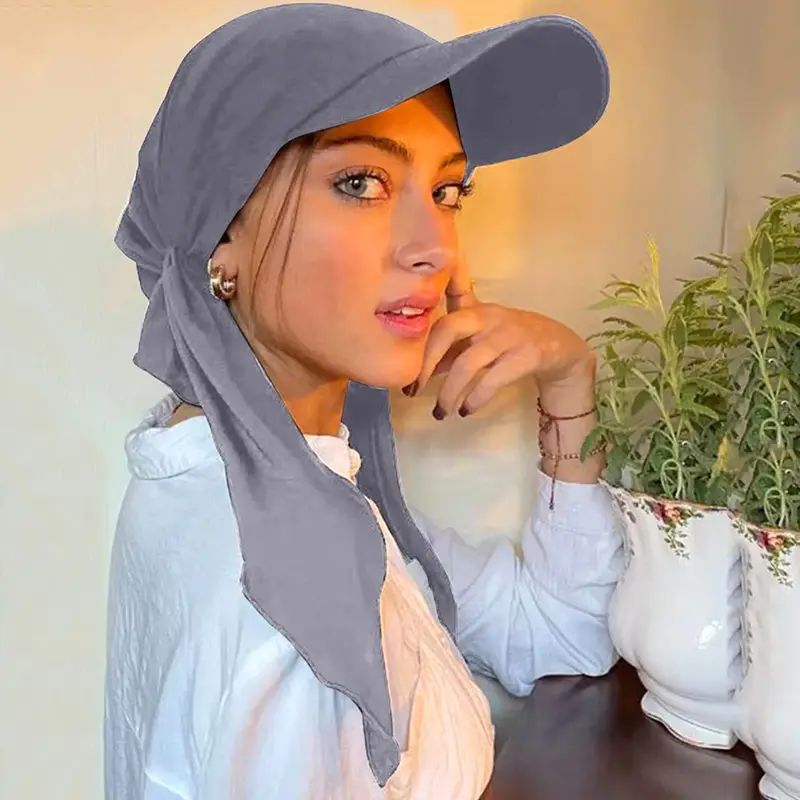 Women's Cap Solid Color Headscarf Muslim Multicolor Hijab Baseball Cap Classic Turban Hat Fashion Women Outdoor Islamic Instant Hijabs Caps Sun Hats