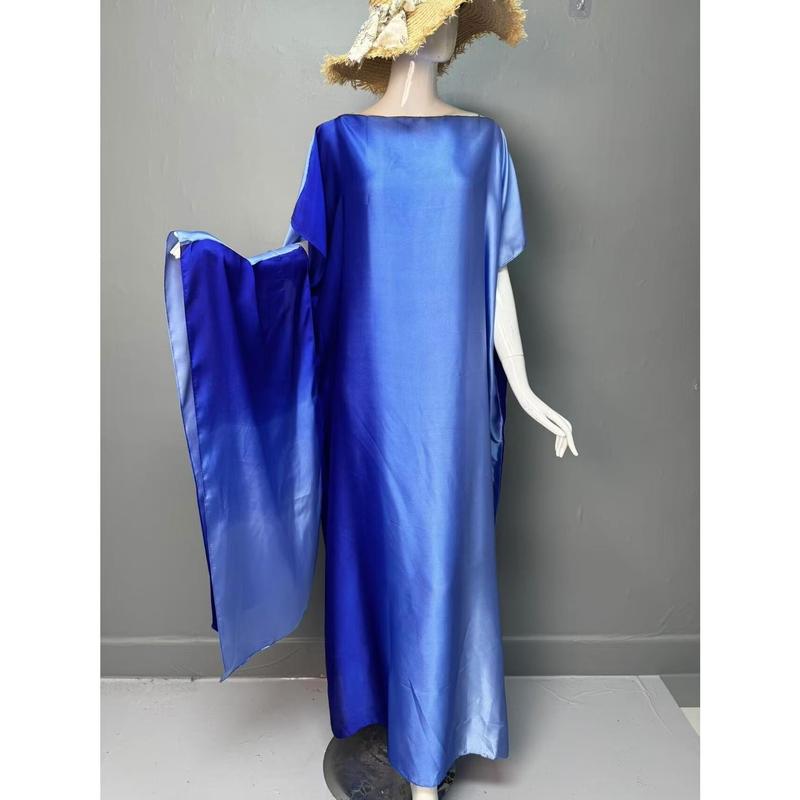 SOURCE Popular Satin Artificial Silk Gradient Printing Muslim plus Size Women's Two-Piece Robe 4
