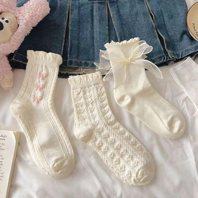 Product Introduction of Tất Lolita, 1 Đôi, Có Nơ, Ống Giữa, Phong Cách Preppy, Tất Công Chúa, Thời Trang Đường Phố JK vớ  da 15