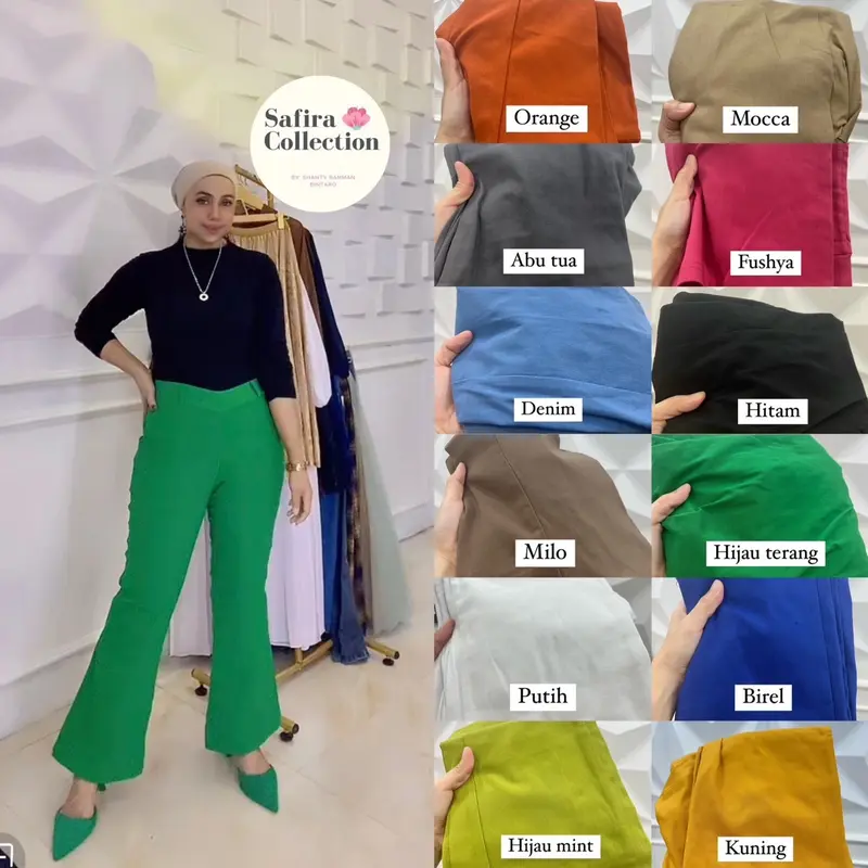 Celana Basic Semi Cutbray Highwaist Bahan Soft Jeans Melar | Gaya Casual dan Office Look | Panjang 100cm wanita 0